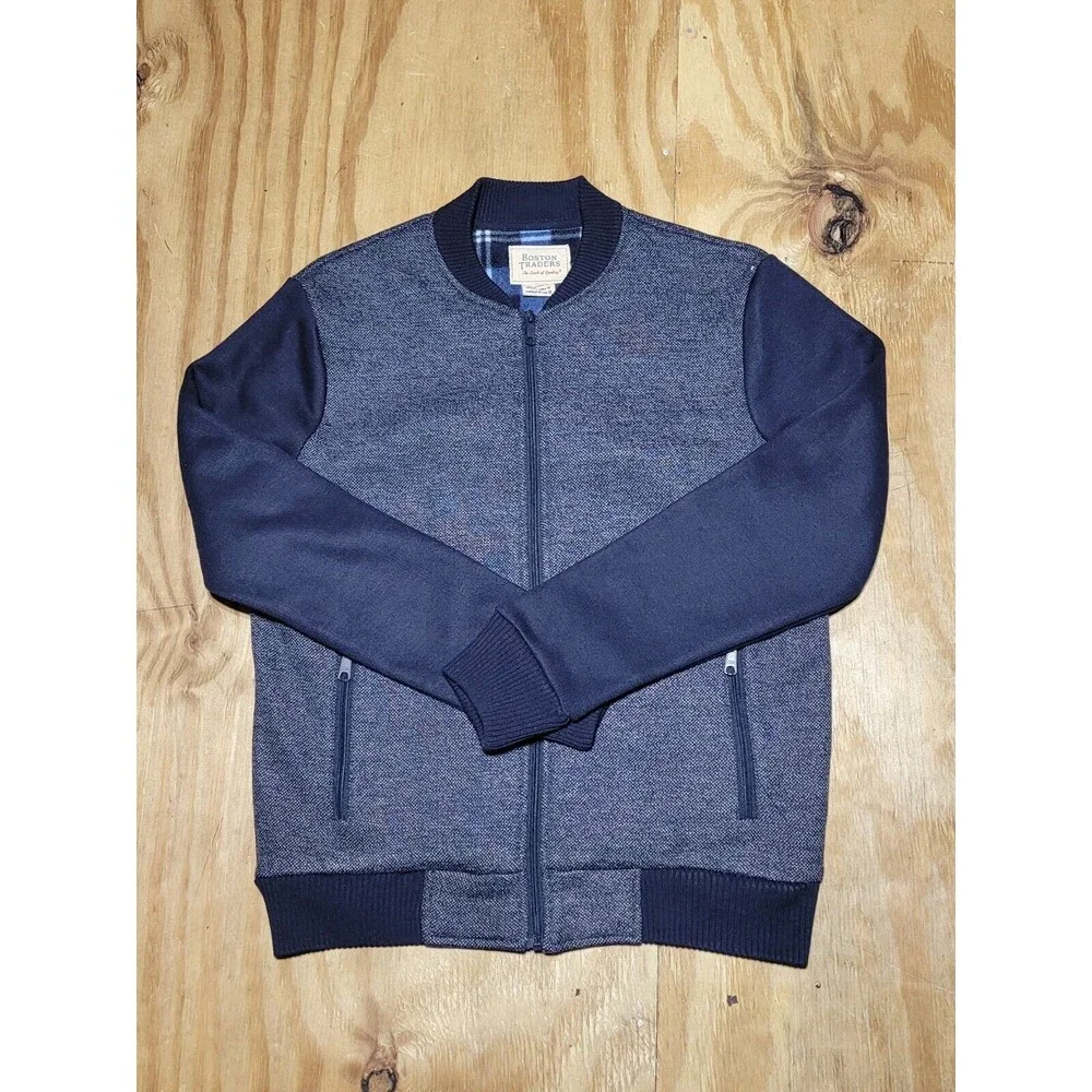 Boston Traders Men's Fleece Lined Full Zip Jacket Medium Navy Blue @F1